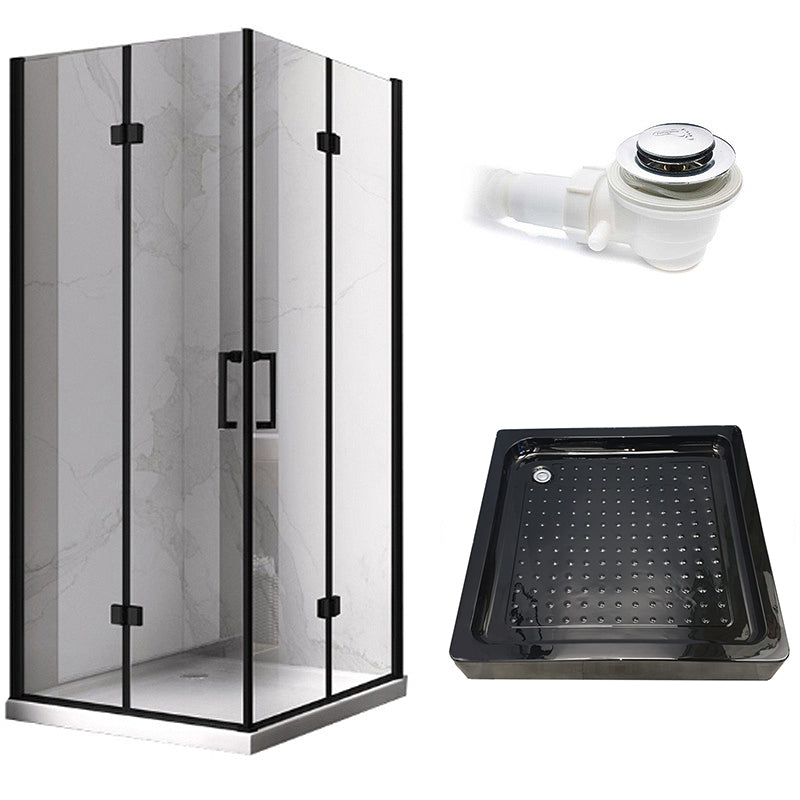 KABINA PRYSZNICOWA KWADRATOWA + BRODZIK KZ08D/SXL02C CZARNA/CZARNY 100x100 KZ08D-BL+SXL02C-BL