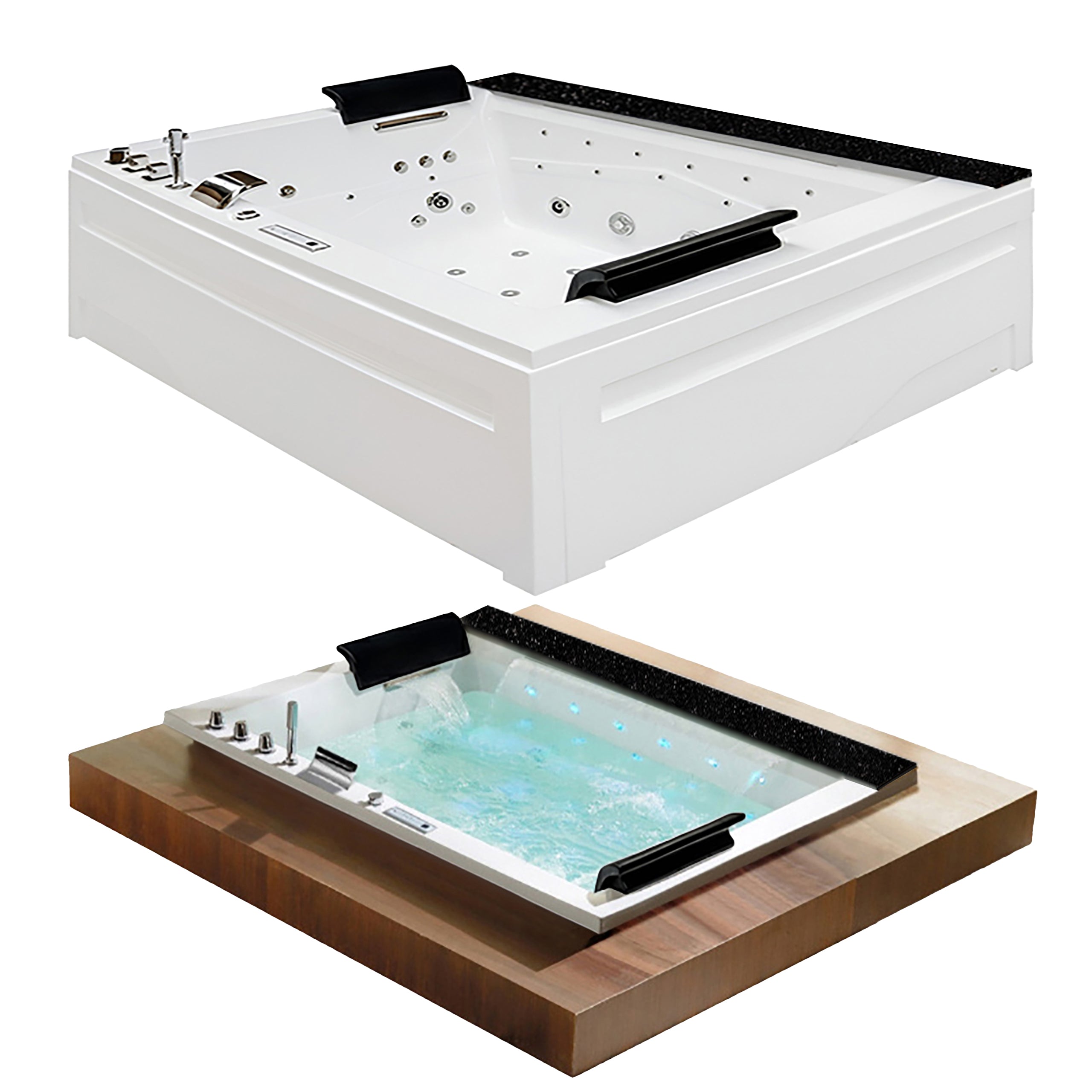WANNA Z HYDROMASAŻEM KALAMBO 914 Z OBUDOWĄ CZARNA 190x150 CM KALAMBO-914-BL+OBUD