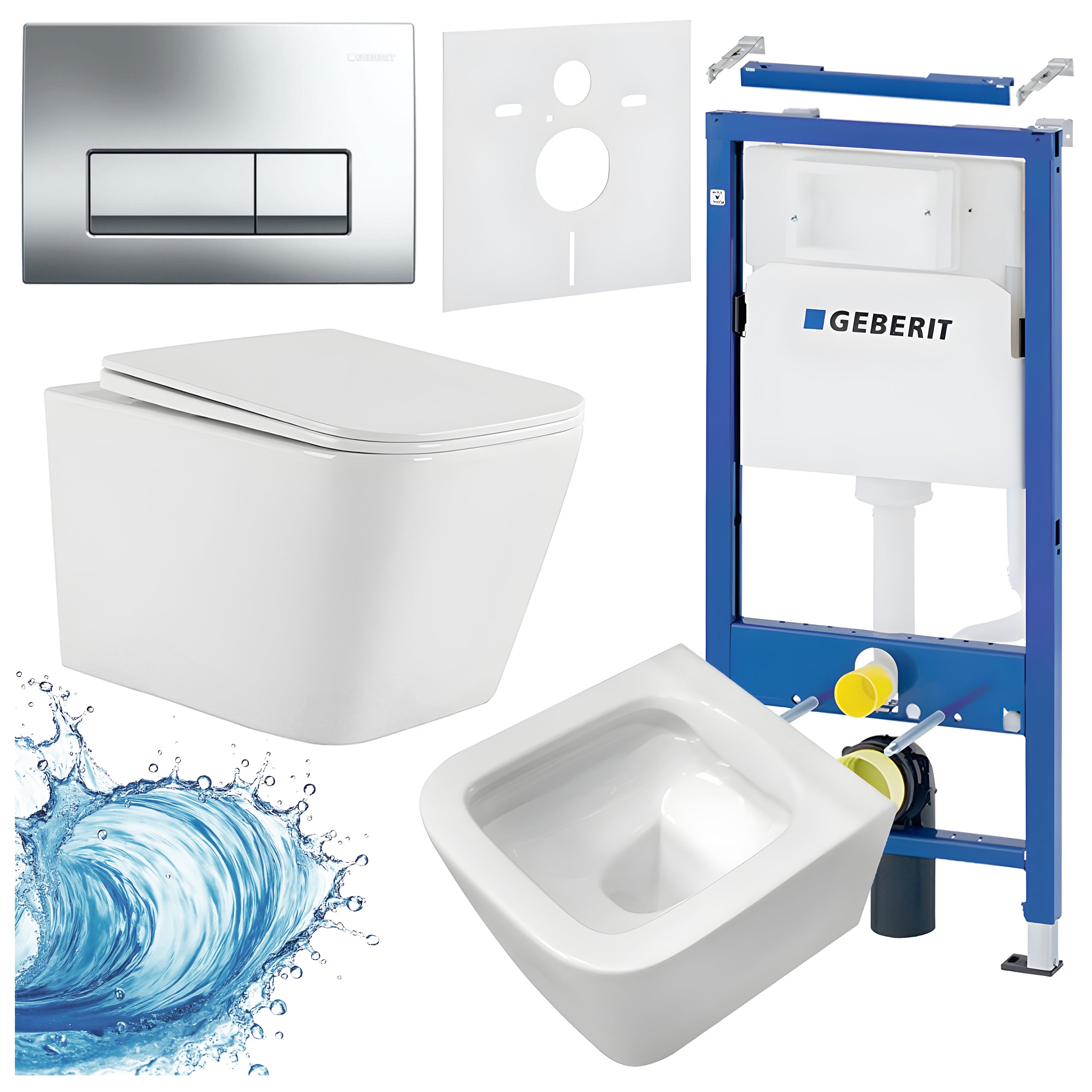 ZESTAW PODTYNKOWY WC STELAŻ GEBERIT DUOFIX MISKA AQUA-WH-03 PRZYCISK DELTA 50 CHROM ZES-AQUA-6