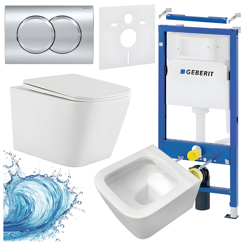 ZESTAW PODTYNKOWY WC STELAŻ GEBERIT DUOFIX MISKA AQUA-WH-03 PRZYCISK DELTA 01 CHROM ZES-AQUA-2