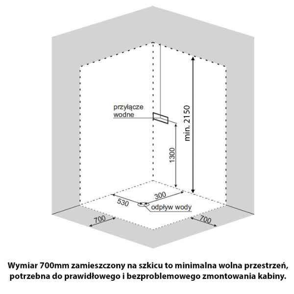 KABINA PRYSZNICOWA PÓŁOKRĄGŁA Z BRODZIKIEM WSH302B CHROM 90x90 CM WSH302B-GR-90