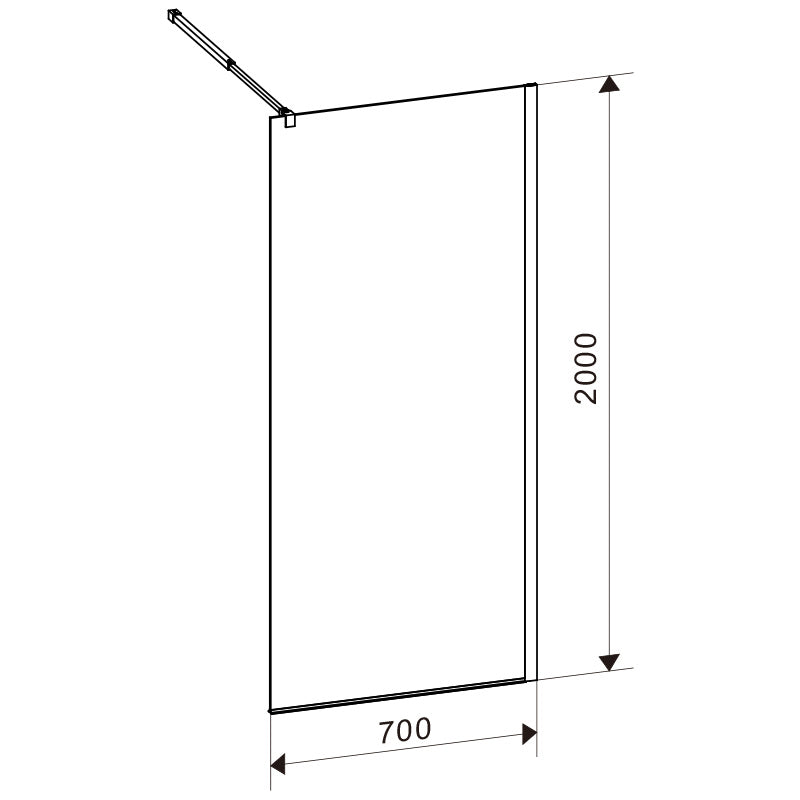 ŚCIANKA PRYSZNICOWA SH04A CZARNA 70 CM 8 MM SH04A-BL-70