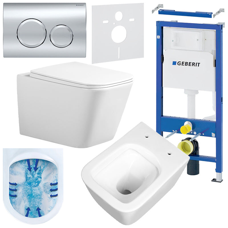 ZESTAW PODTYNKOWY WC STELAŻ GEBERIT DUOFIX MISKA RAIN-WH-RIM-03 PRZYCISK DELTA 20 CHROM ZES-RAIN-4
