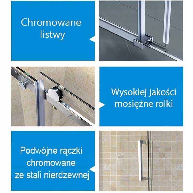KABINA PRYSZNICOWA PROSTOKĄTNA KZ203A CHROM 100x80 CM KZ203A-100X80