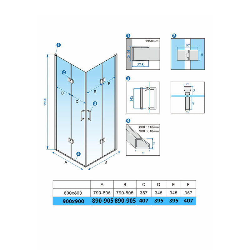 KABINA PRYSZNICOWA KWADRATOWA Z BRODZIKIEM KZ08C/ST02B CHROM/BIAŁY 90x90 CM KZ08C+ST02B-WH