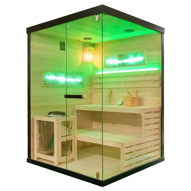 SAUNA FIŃSKA WYSOKOTEMPERATUROWA Z PIECEM LARK3/HARVIA 4,5KW 3-4 OSOBOWA 140x150 CM LARK3