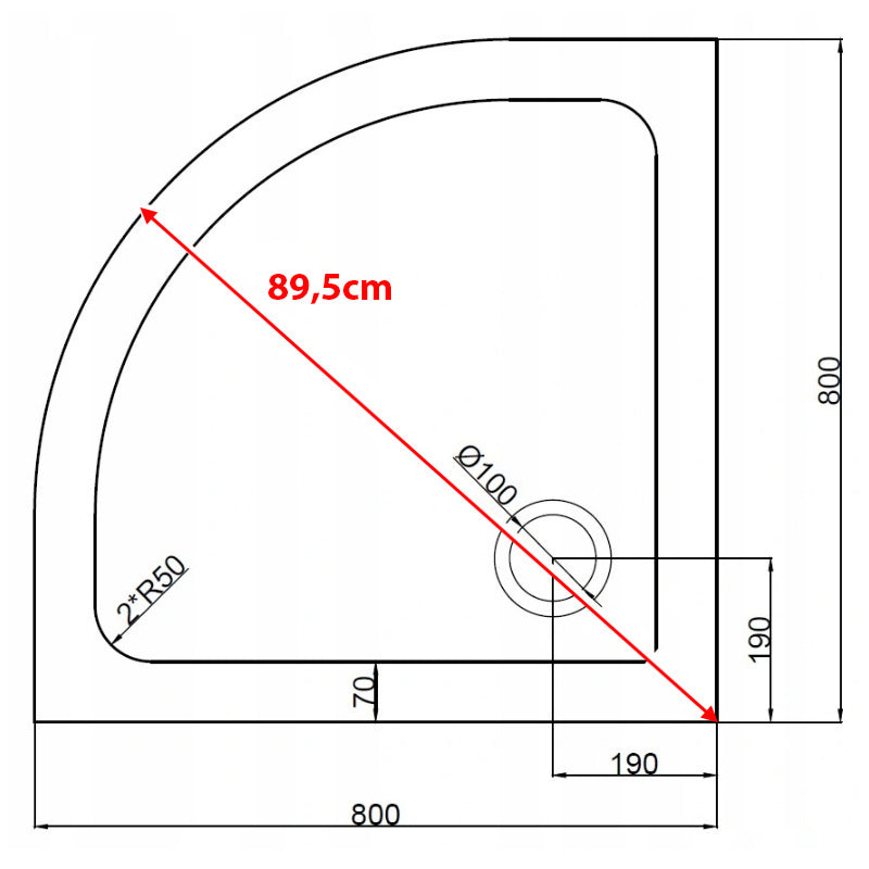 KABINA PRYSZNICOWA PÓŁOKRĄGŁA Z BRODZIKIEM KZ101A/ST01A CHROM/BIAŁY 80x80CM KZ101A+ST01A