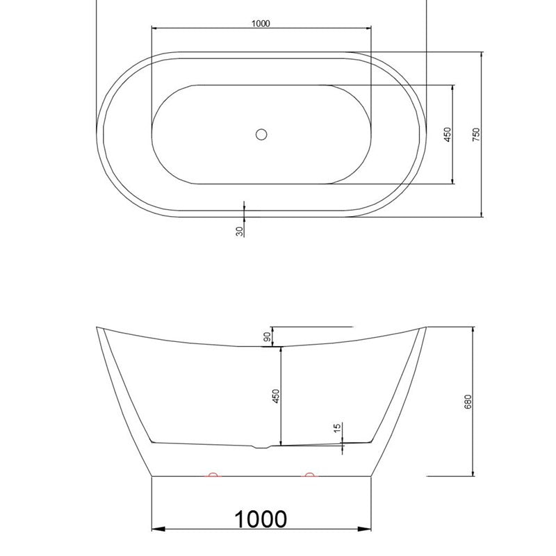 WANNA WOLNOSTOJĄCA RICA 513A CZARNA PRZELEW CZARNY 150x75 CM RICA-513A-BL-P-BL