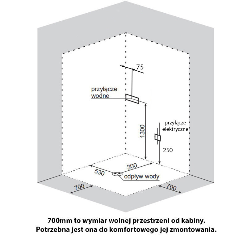KABINA PRYSZNICOWA Z HYDROMASAŻEM I SAUNĄ WSH7101S 90x90 CM WSH7101S-90