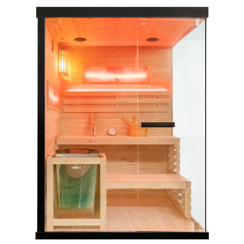 SAUNA FIŃSKA WYSOKOTEMPERATUROWA Z PIECEM LARK3/HARVIA 4,5KW 3-4 OSOBOWA 140x150 CM LARK3