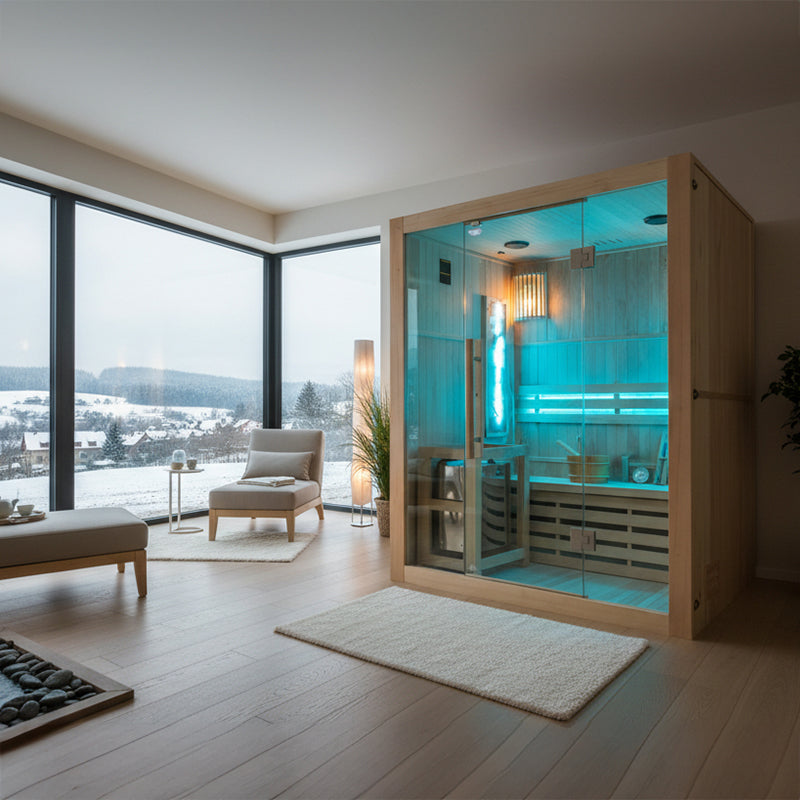 SAUNA FIŃSKA WYSOKOTEMPERATUROWA Z PIECEM KEMI3/HARVIA 3-4 OSOBOWA 150x120 KEMI3