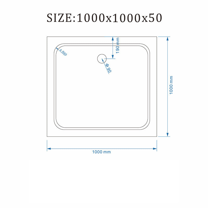 DRZWI PRYSZNICOWE Z BRODZIKIEM SH03B/ST06A CHROM/CZARNY 95-100/100x100 CM 8 MM