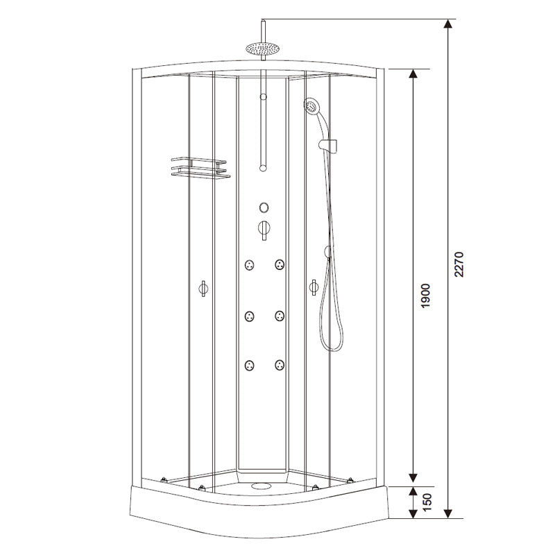 KABINA PRYSZNICOWA Z HYDROMASAŻEM WSH7703B 90x90 CM WSH7703B-90