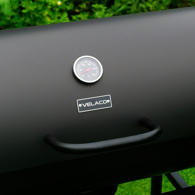 GRILL OGRODOWY WĘGLOWY Z POKRYWĄ I PÓŁKAMI VL09 CZARNY VL09-BLACK