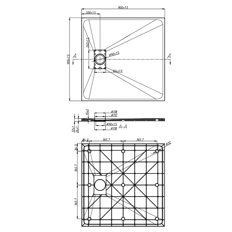 KABINA PRYSZNICOWA KWADRATOWA Z BRODZIKIEM BL30B/JUKO CZARNA/CZARNY 90x90