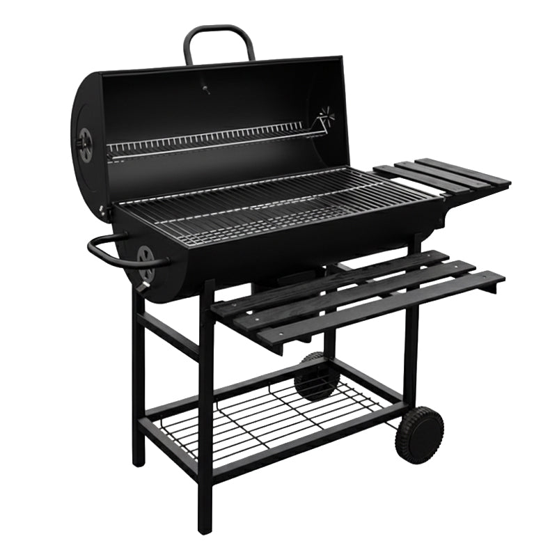 GRILL OGRODOWY WĘGLOWY Z POKRYWĄ I PÓŁKAMI VL03 CZARNY VL03-BLACK