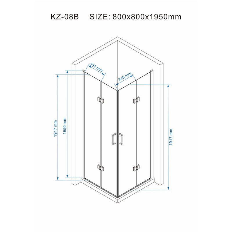 KABINA PRYSZNICOWA KWADRATOWA Z BRODZIKIEM KZ08B/ST02A CZARNA/CZARNY 80x80 CM