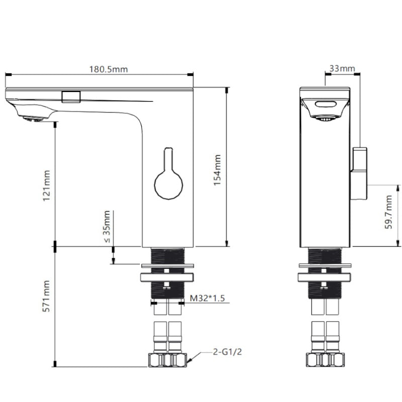 BATERIA ŁAZIENKOWA BEZDOTYKOWA F14-WH BIAŁA LCD F14-WH