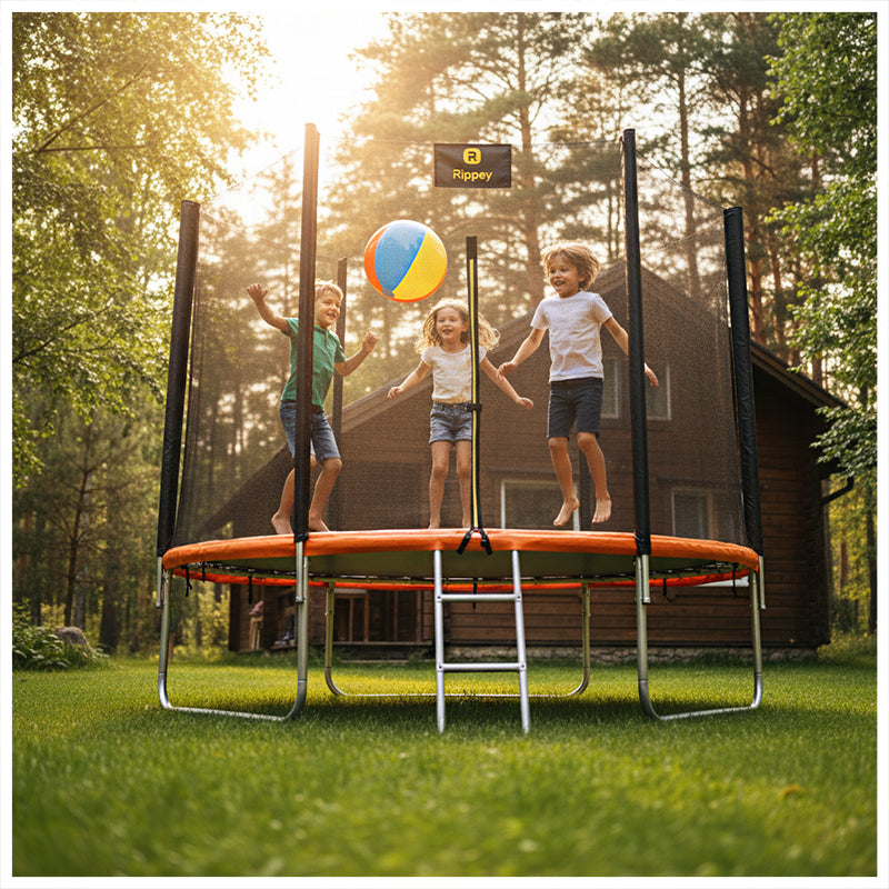 TRAMPOLINA OGRODOWA DLA DZIECI SKY 10FT CZARNO-POMARAŃCZOWA 305 CM 10FT-SKY-305-OR
