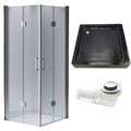 KABINA PRYSZNICOWA KWADRATOWA + BRODZIK KZ1290B/SXL02B CHROM/CZARNY 90x90 KZ1290B+SXL02B-BL