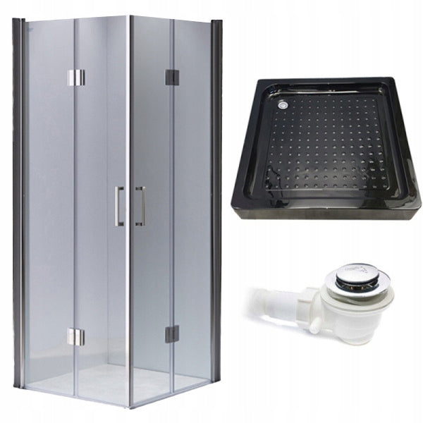 KABINA PRYSZNICOWA KWADRATOWA + BRODZIK KZ1290B/SXL02B CHROM/CZARNY 90x90 KZ1290B+SXL02B-BL