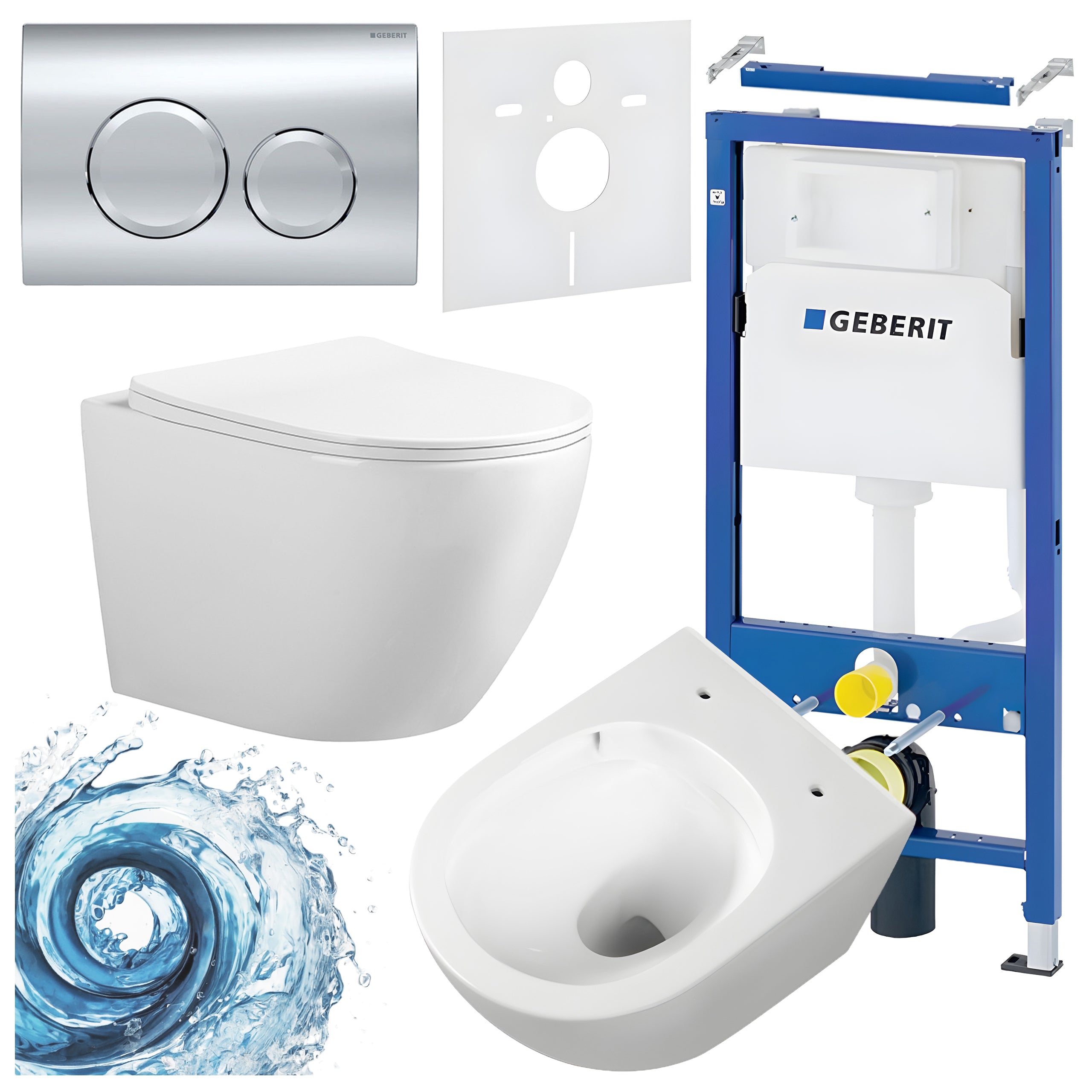 ZESTAW PODTYNKOWY WC STELAŻ GEBERIT DUOFIX MISKA FLOW-WH-TR-03 PRZYCISK DELTA 01 CHROM ZES-FLOW-2