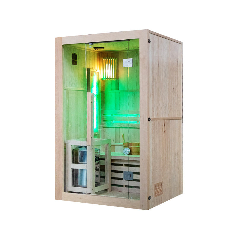 SAUNA FIŃSKA WYSOKOTEMPERATUROWA Z PIECEM KEMI1/HARVIA 1-2 OSOBOWA 120x105 KEMI1
