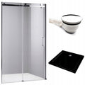 DRZWI PRYSZNICOWE Z BRODZIKIEM SH03B/ST06A CHROM/CZARNY 95-100/100x100 CM 8 MM