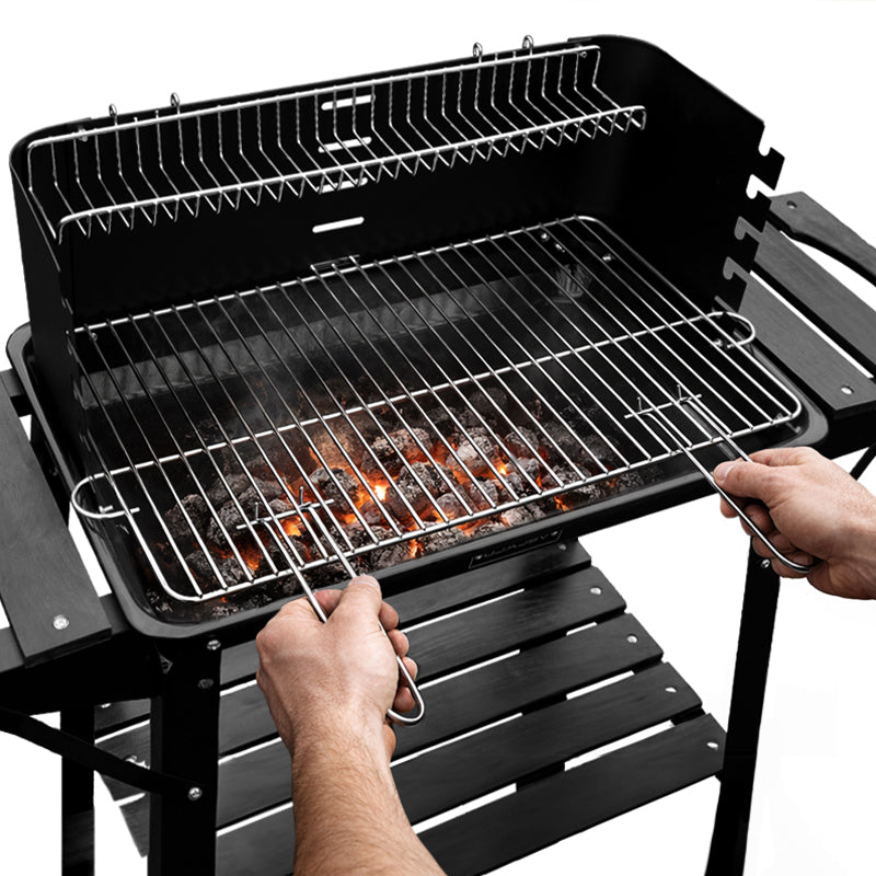 GRILL OGRODOWY WĘGLOWY Z PÓŁKAMI I ROŻNEM VL06-RS CZARNY VL06-RS-BLACK