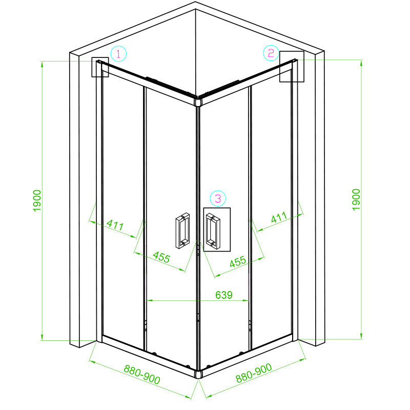 KABINA PRYSZNICOWA KWADRATOWA Z BRODZIKIEM BL30B/ST02B CZARNA/BIAŁY 90x90CM BL30B+ST02B-WH