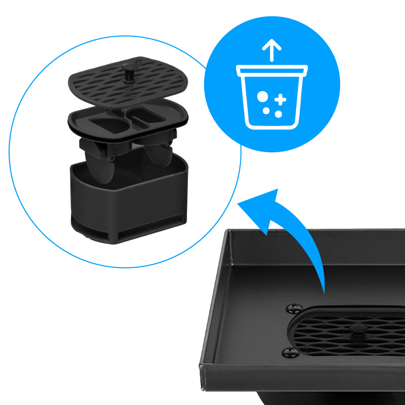 ODPŁYW LINIOWY KWADRATOWY OBROTOWY DL07 360 FIX G1 CZARNY 15x15 CM DL07-360-FIX-G1-BL15
