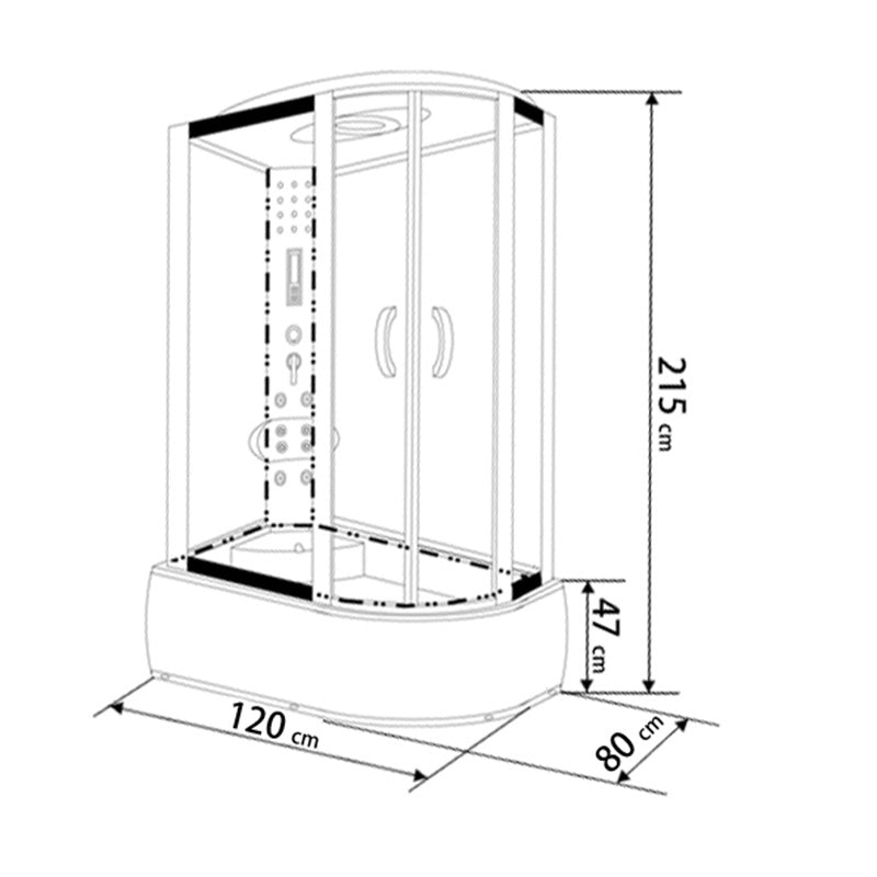 KABINA PRYSZNICOWA Z HYDROMASAŻEM I SAUNĄ WSH7106LS LEWA 120x80 CM WSH7106LS-120X80