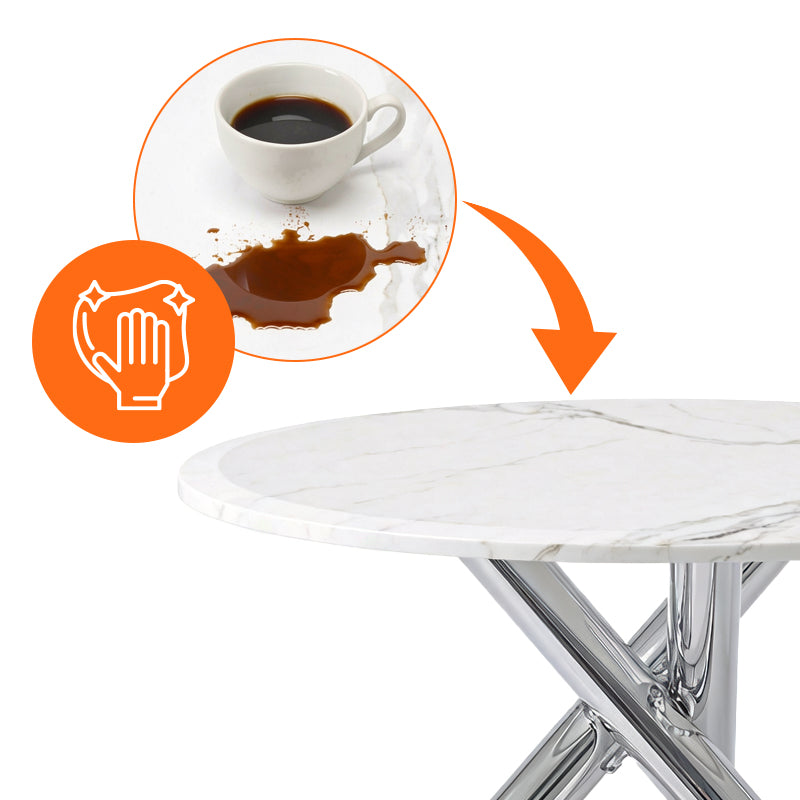 STOLIK KAWOWY NEXO OKRĄGŁY SREBRNY BIAŁY MARMUR 80 CM NEXO-CH-WH