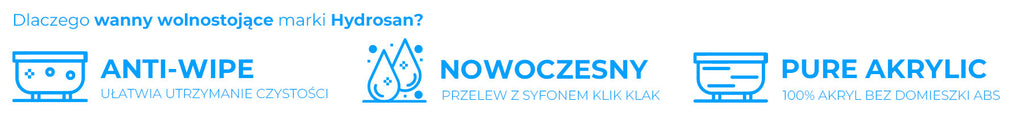 WANNA WOLNOSTOJĄCA PRZYŚCIENNA LENA 527D BIAŁA PRZELEW CZARNY 170x75 CM LENA-527D-P-BL
