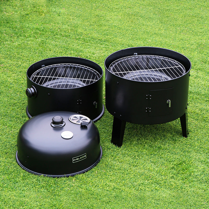 GRILL OGRODOWY WĘGLOWY WĘDZARNIA OGRODOWA Z TERMOMETREM 3W1 VL12 CZARNY VL12-BLACK
