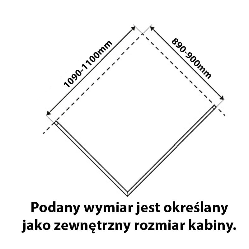 KABINA PRYSZNICOWA PROSTOKĄTNA BS14B CZARNA 110x90 CM BS14B-110X90