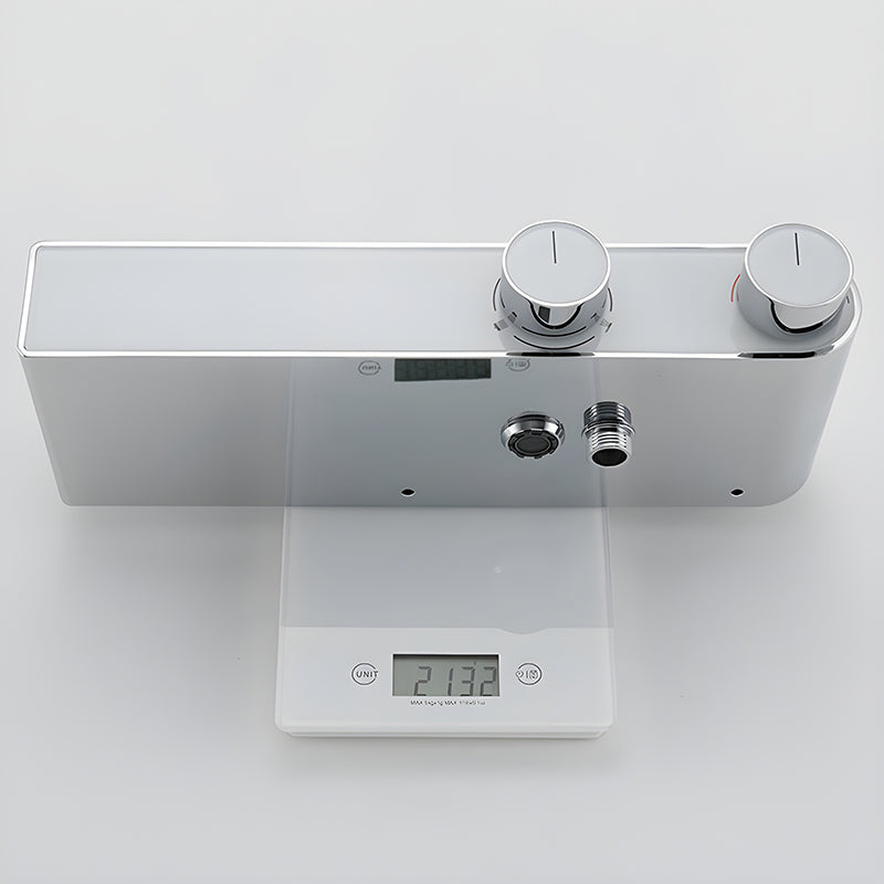 BATERIA PRYSZNICOWA ŁAZIENKOWA Z DESZCZOWNICĄ ŚCIENNA F12A CHROM LCD F12A