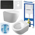 ZESTAW PODTYNKOWY WC STELAŻ GEBERIT DUOFIX MISKA MIZU-WH-RIM-03 PRZYCISK DELTA 50 CZARNY MAT