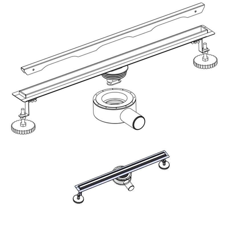 ODPŁYW LINIOWY DL03 360 OBROTOWY SLIM 90 CM CZARNY SYFON DL03-SLIM-BL90