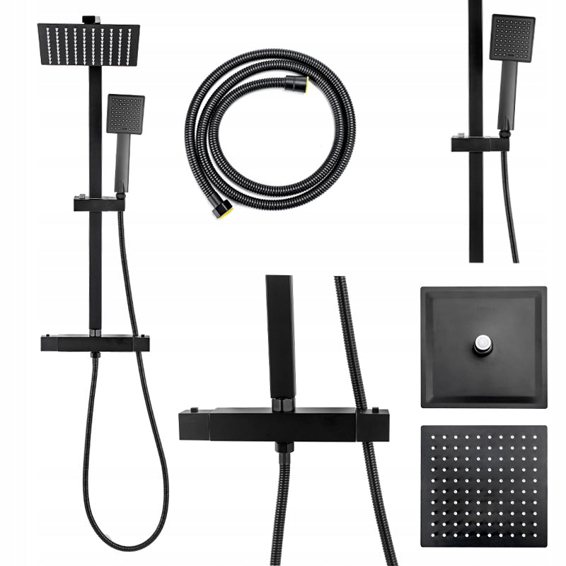 BATERIA PRYSZNICOWA Z TERMOSTATEM I DESZCZOWNICĄ T153B CZARNA T153B-BL