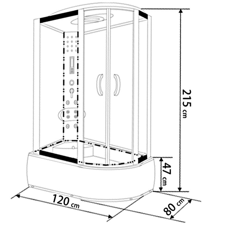 KABINA PRYSZNICOWA Z HYDROMASAŻEM I SAUNĄ WSH7106LWS LEWA BIAŁA 120x80 CM WSH7106LWS-120X80