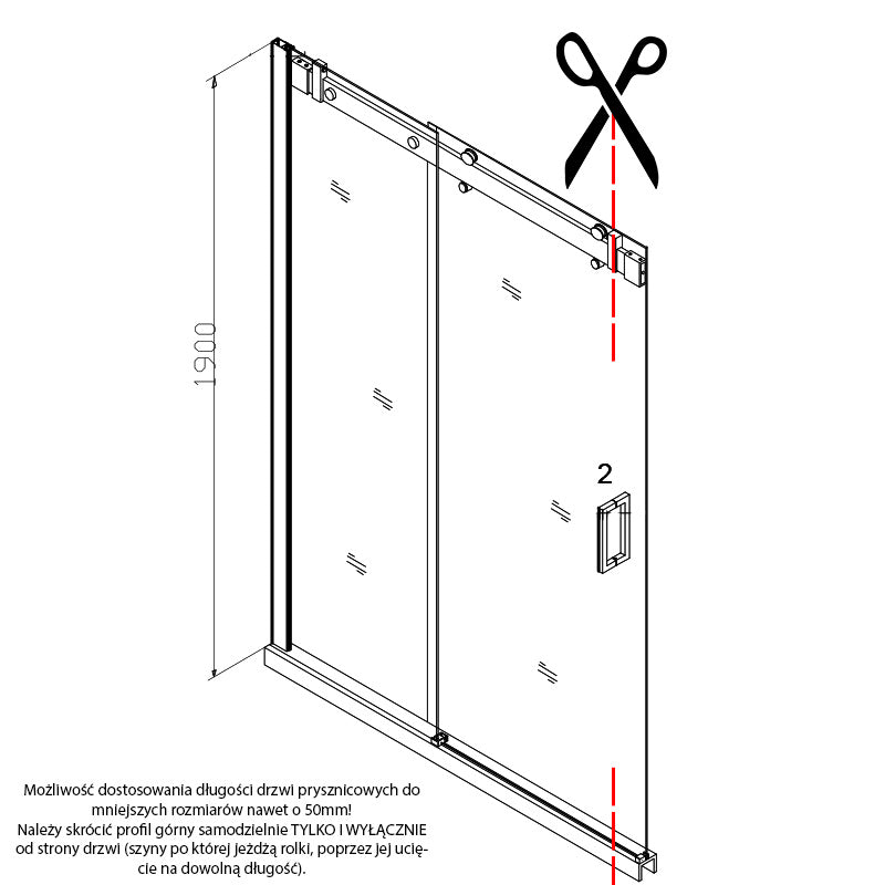 DRZWI PRYSZNICOWE Z BRODZIKIEM SH03B/ST03A CHROM/BIAŁY 95-100/100x80 CM SH03B+ST03A-WH