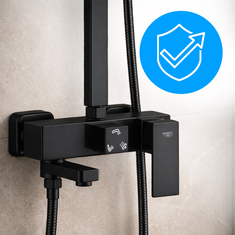 BATERIA PRYSZNICOWA Z TERMOSTATEM I DESZCZOWNICĄ F170B CZARNA F170B-BL