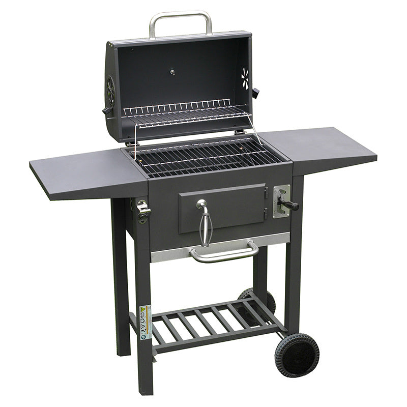 GRILL OGRODOWY WĘGLOWY Z POKRYWĄ I PÓŁKAMI VL14 SZARY VL14-GREY