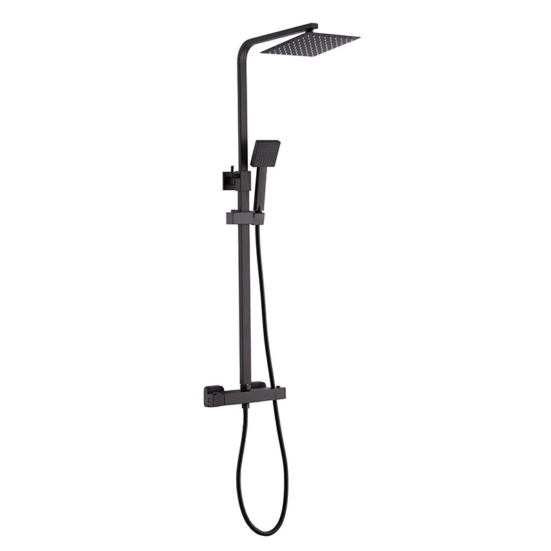 BATERIA PRYSZNICOWA Z TERMOSTATEM I DESZCZOWNICĄ T153B CZARNA T153B-BL