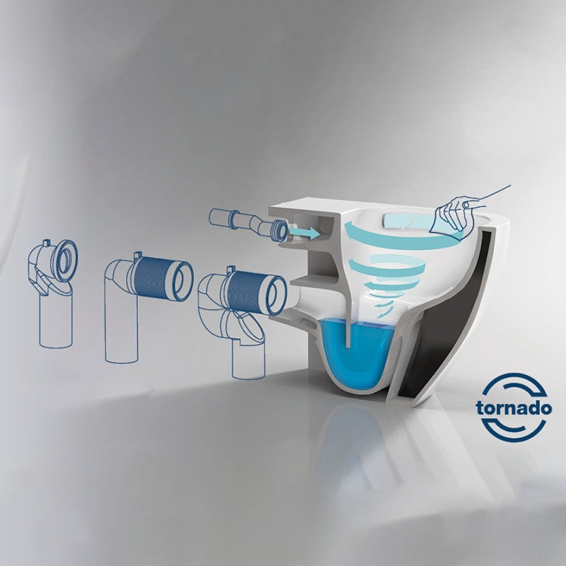 MISKA WC WISZĄCA TORNADO FLOW-WH-TR-03 BIAŁA DESKA WOLNOOPADAJĄCA DUROPLAST FLOW-WH-TR-03