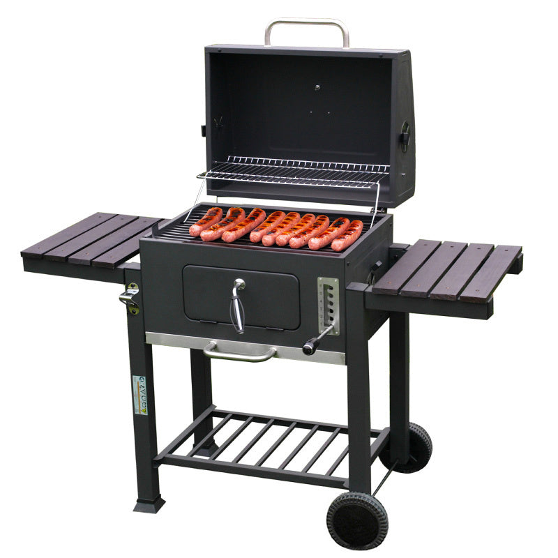 GRILL OGRODOWY WĘGLOWY Z POKRYWĄ I PÓŁKAMI VL13 DUŻY XXL SZARY VL13-GREY