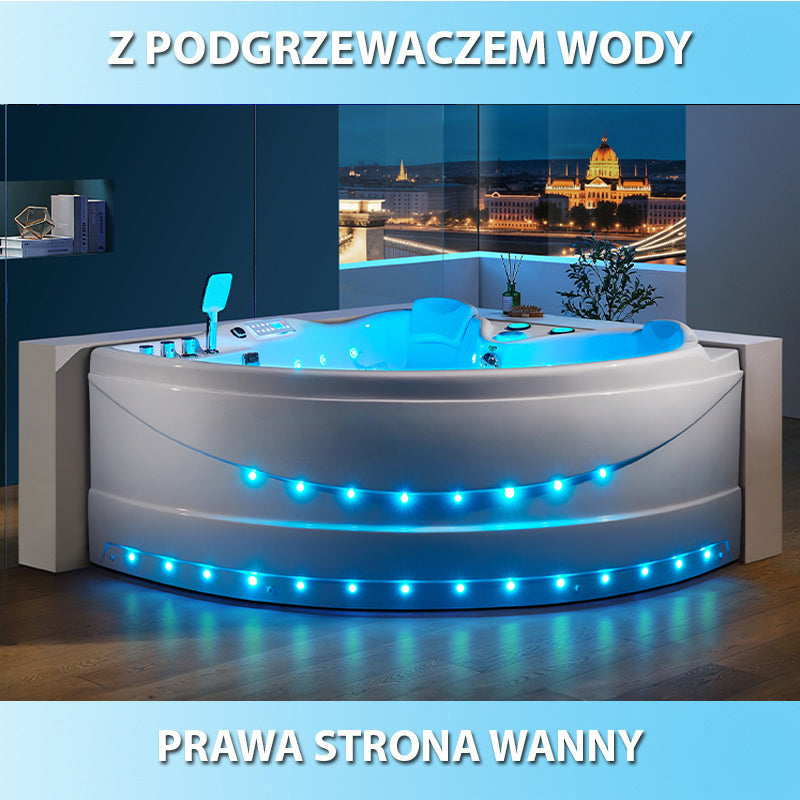WANNA Z HYDROMASAŻEM ROMA 764 PRAWA BIAŁA 150x150 CM ROMA-764-P-150