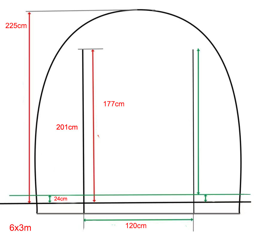 TUNEL OGRODOWY FOLIOWY SZKLARNIA 18m2 TF07W 6x3m BIAŁY SOLIDNY PODWÓJNE DRZWI TF07W-6X3-WHITE-2D