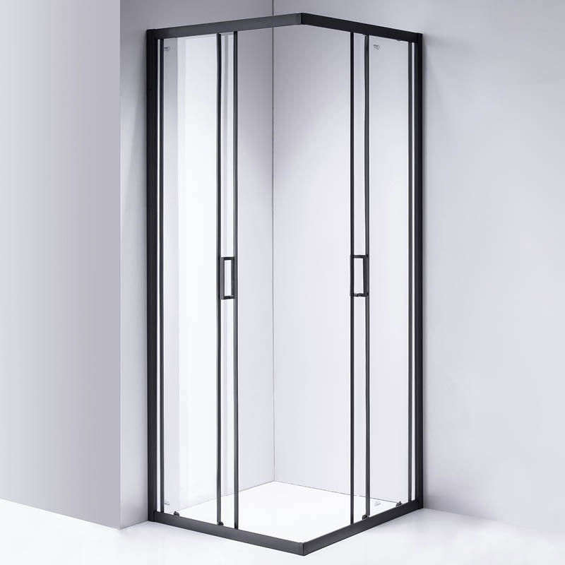 KABINA PRYSZNICOWA KWADRATOWA Z BRODZIKIEM BL30B/RIKO CZARNA/SZARY 90x90 CM